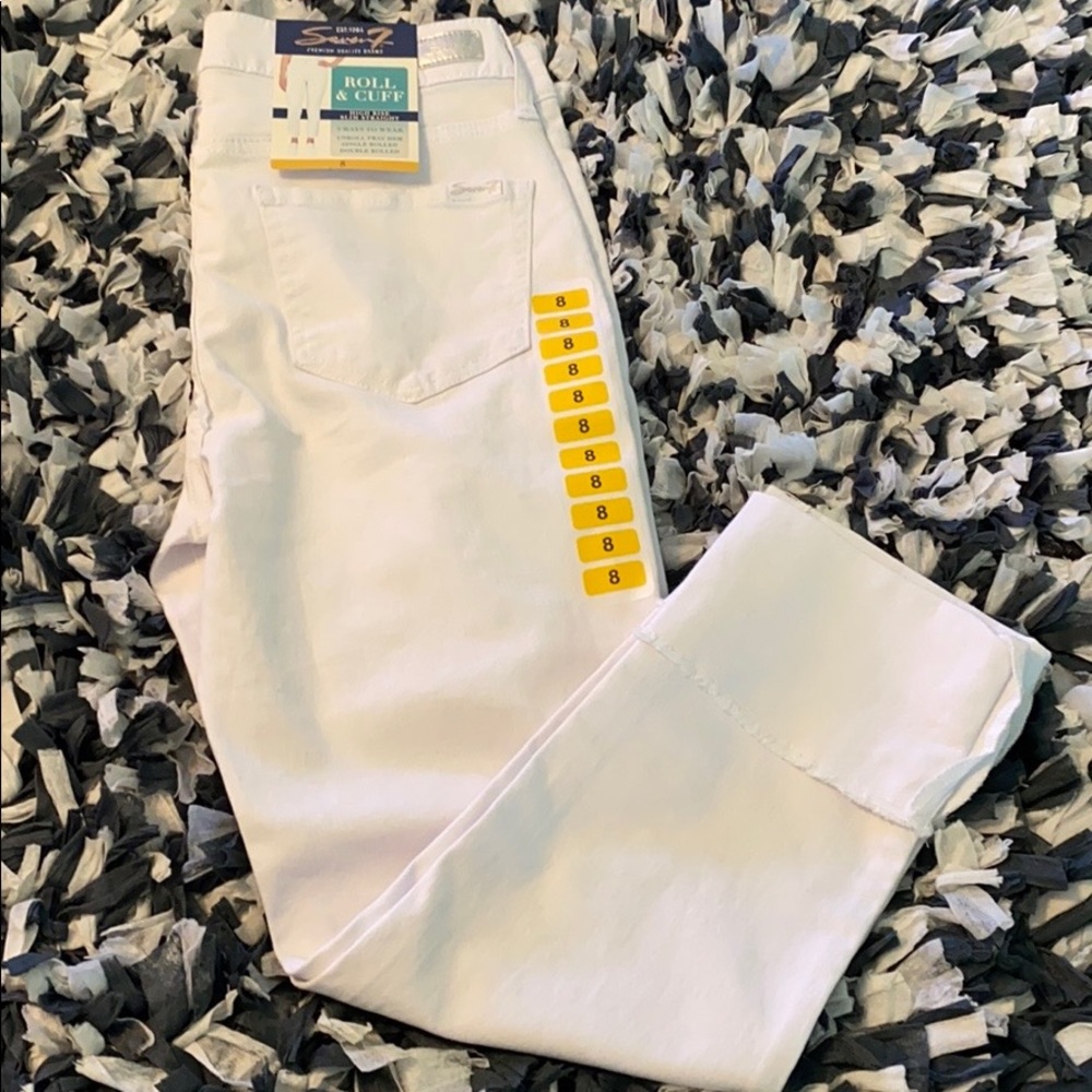 NWT seven 7 3 way roll  white jeans